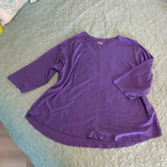 Westbound Woman Three Quarter Sleeve Tee Purple 3XL - Picture 1 of 4